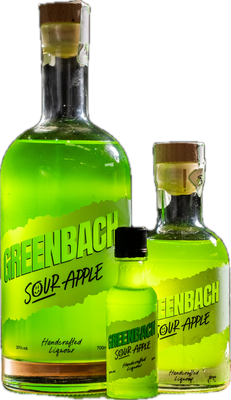 The 700ml bottle, the 200ml and the 50ml shooter side by side